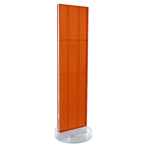 2 Sided-Orange Pegboard Floor Display On A Revolving Round Studio Base